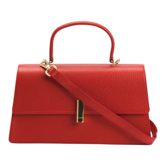 Arcadia Handbags - ARCADIA Made In Italy Leather Satchel With Multiple External Compartments Red
